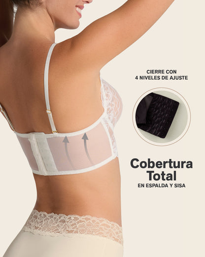 Sheer Lace Bustier Bralette with Underwire