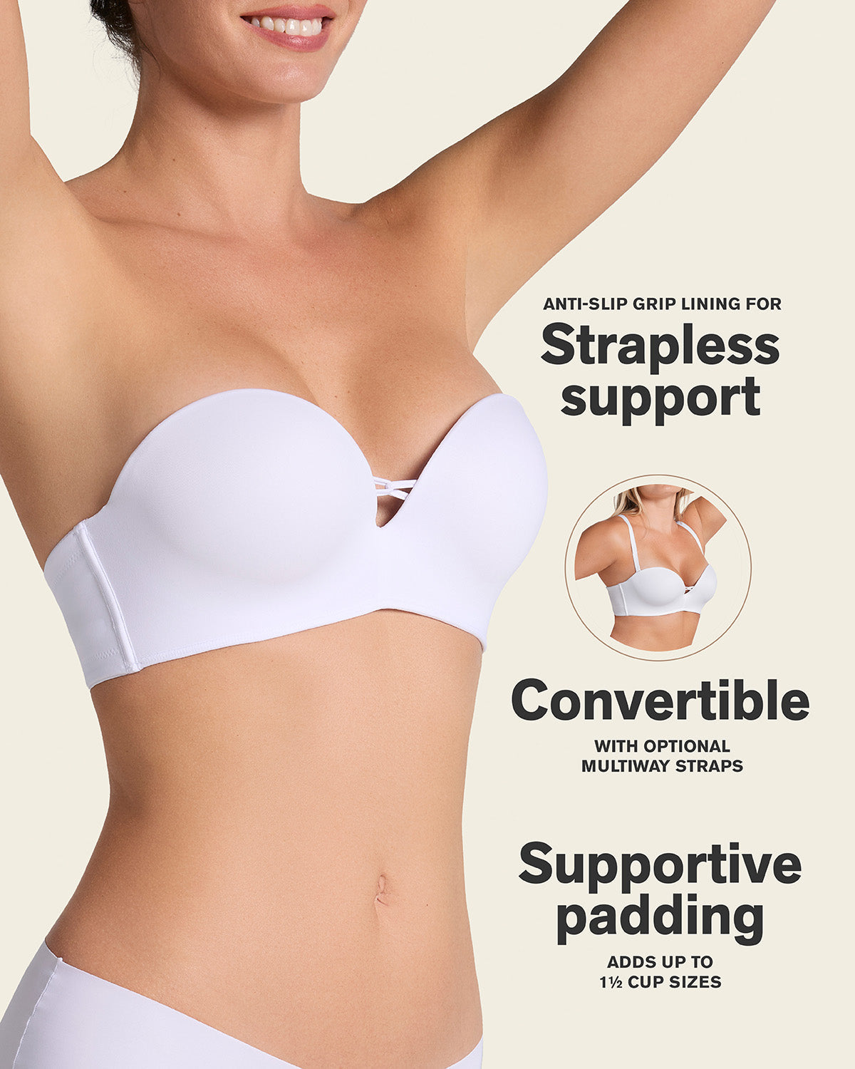 Triple Push-Up Strapless Bra