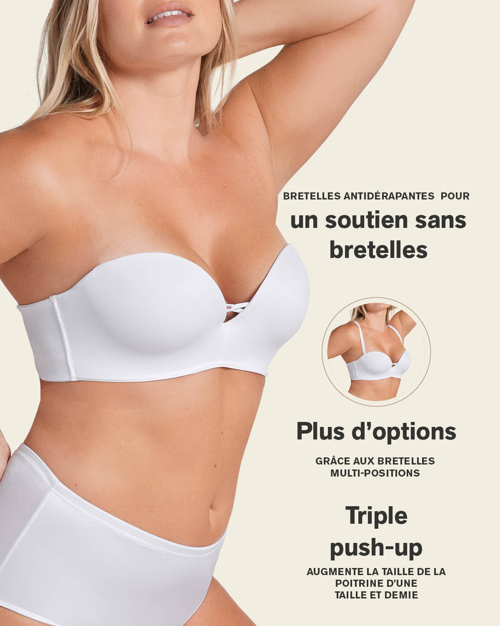 Triple Push-Up Strapless Bra