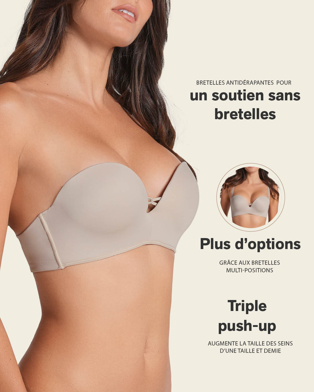 Triple Push-Up Strapless Bra