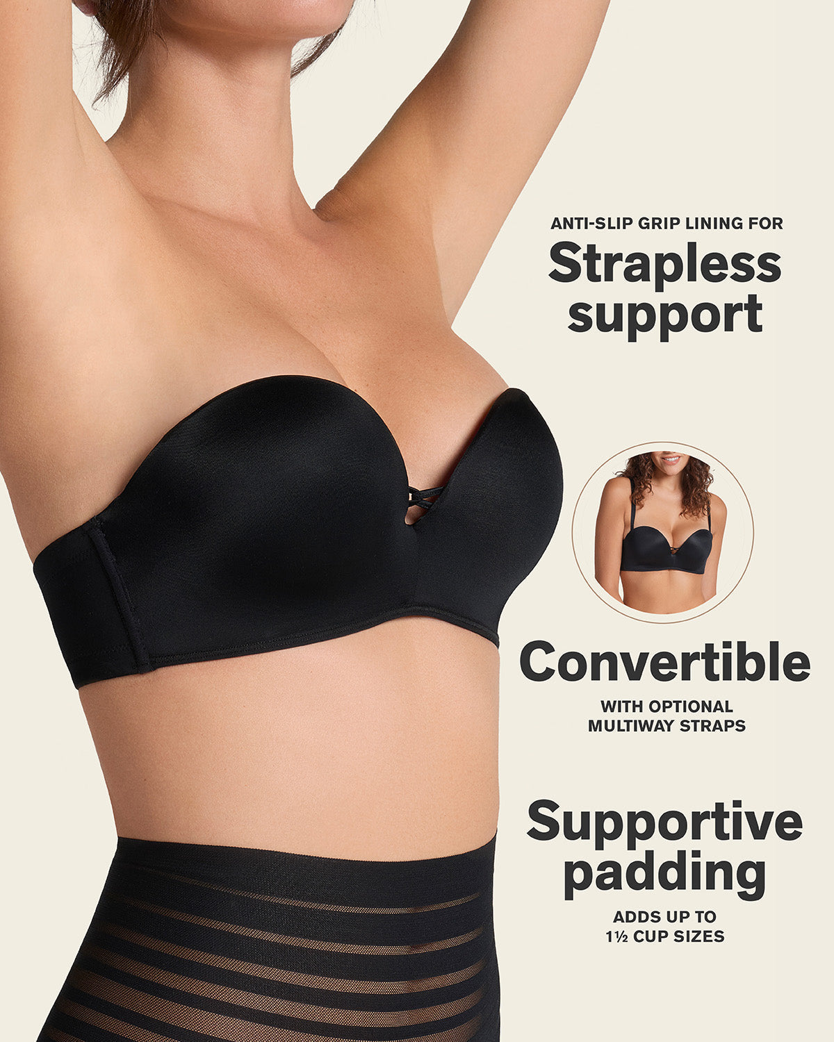 Triple Push-Up Strapless Bra