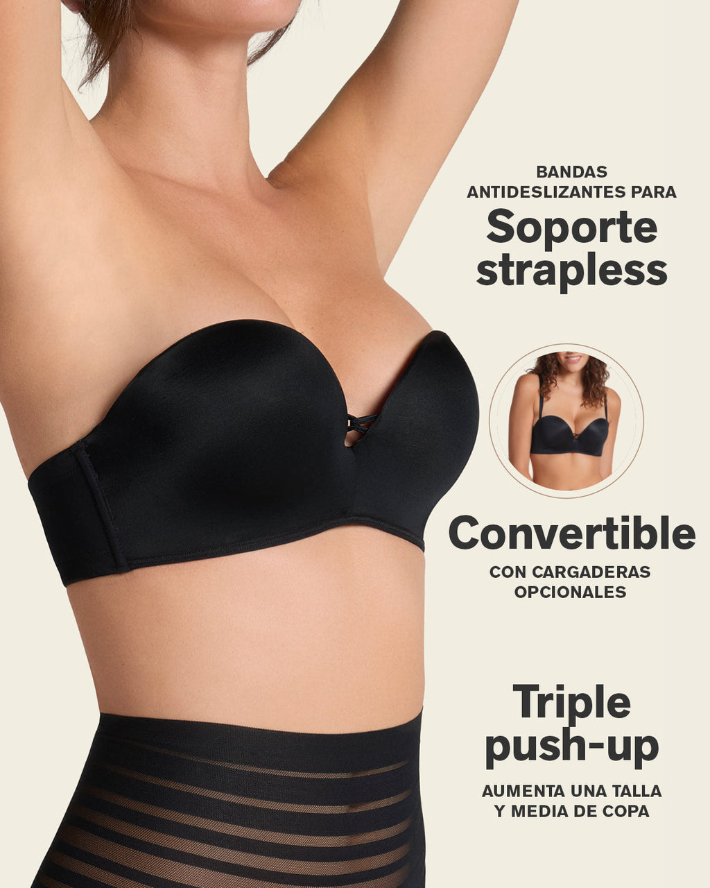 Triple Push-Up Strapless Bra