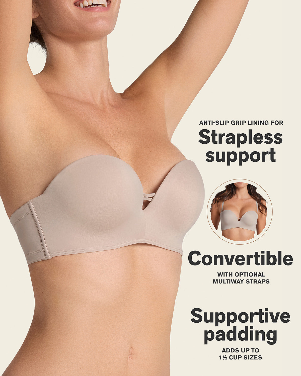 Triple Push-Up Strapless Bra