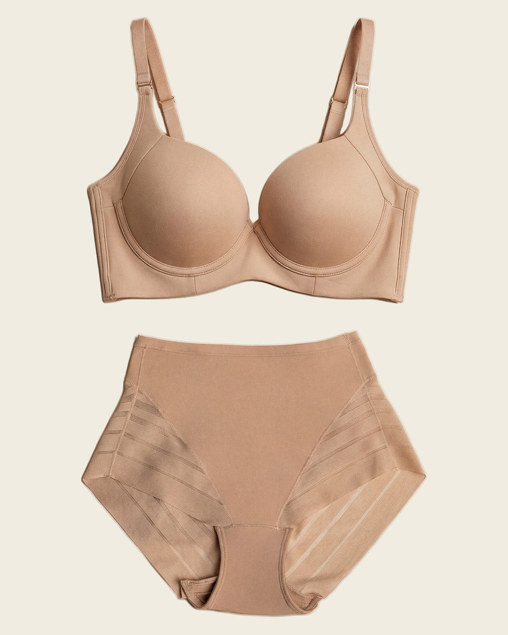 High Profile Bra + Stripe Undetectable Panty in Golden Beige