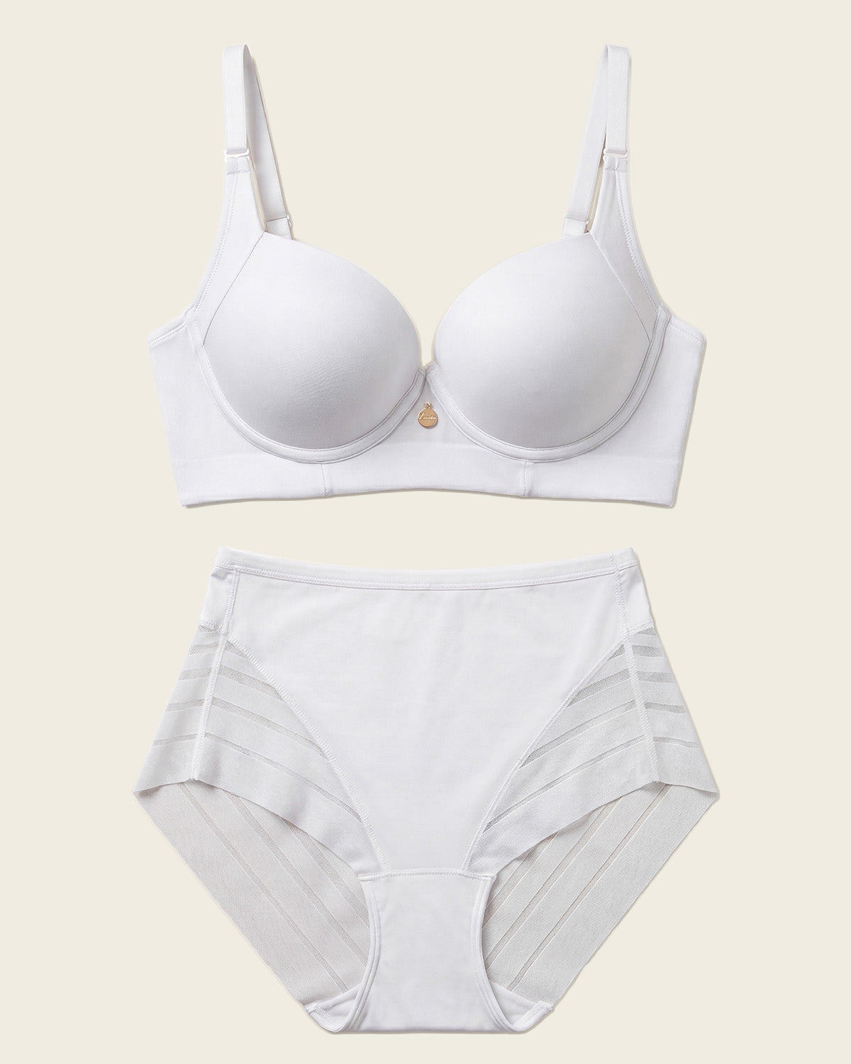 High Profile Bra + Stripe Undetectable Panty in White