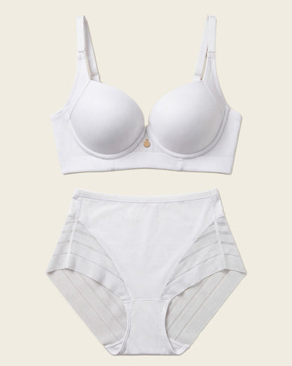 High Profile Bra + Stripe Undetectable Panty in White