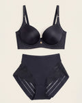 High Profile Bra + Stripe Undetectable Panty in Black