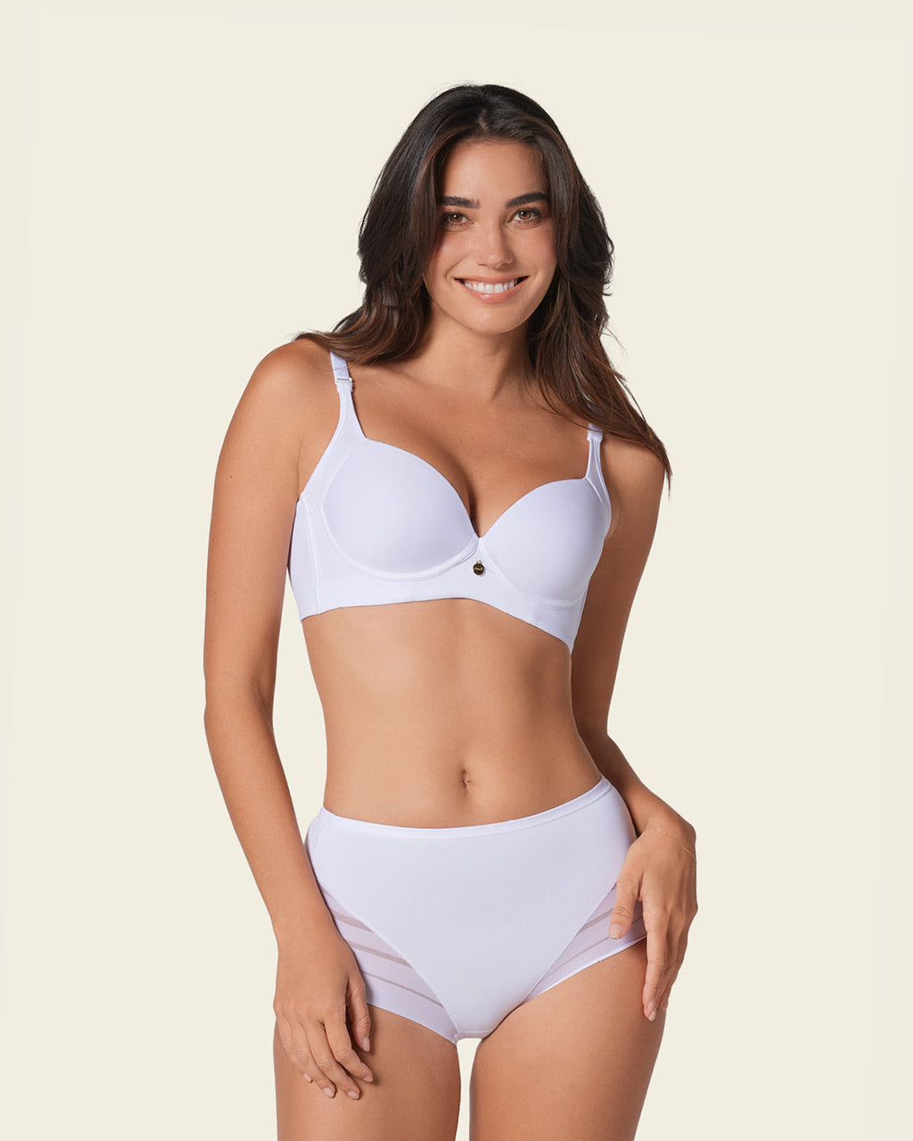 High Profile Bra + Stripe Undetectable Panty in White