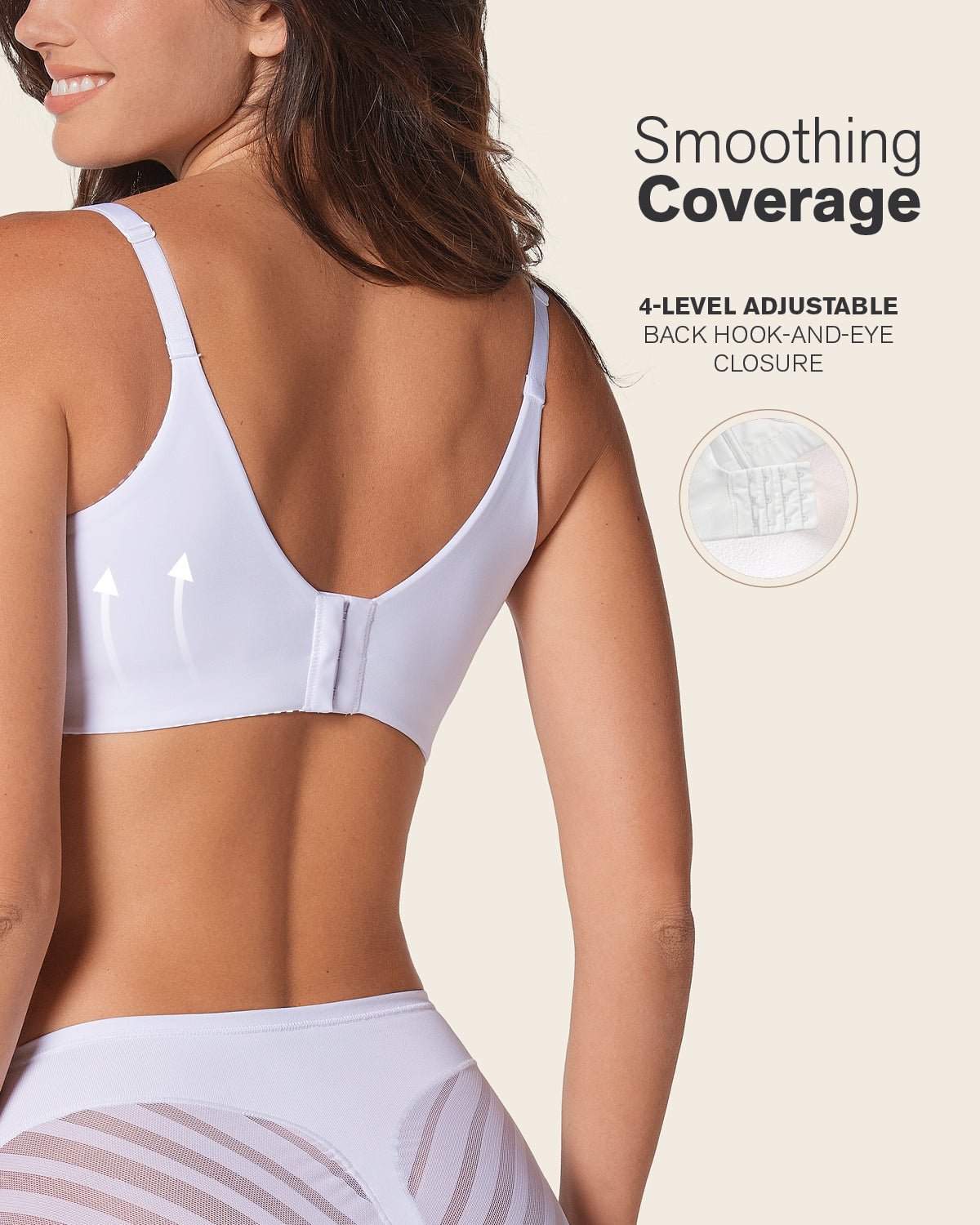 High Profile Bra + Stripe Undetectable Panty in White