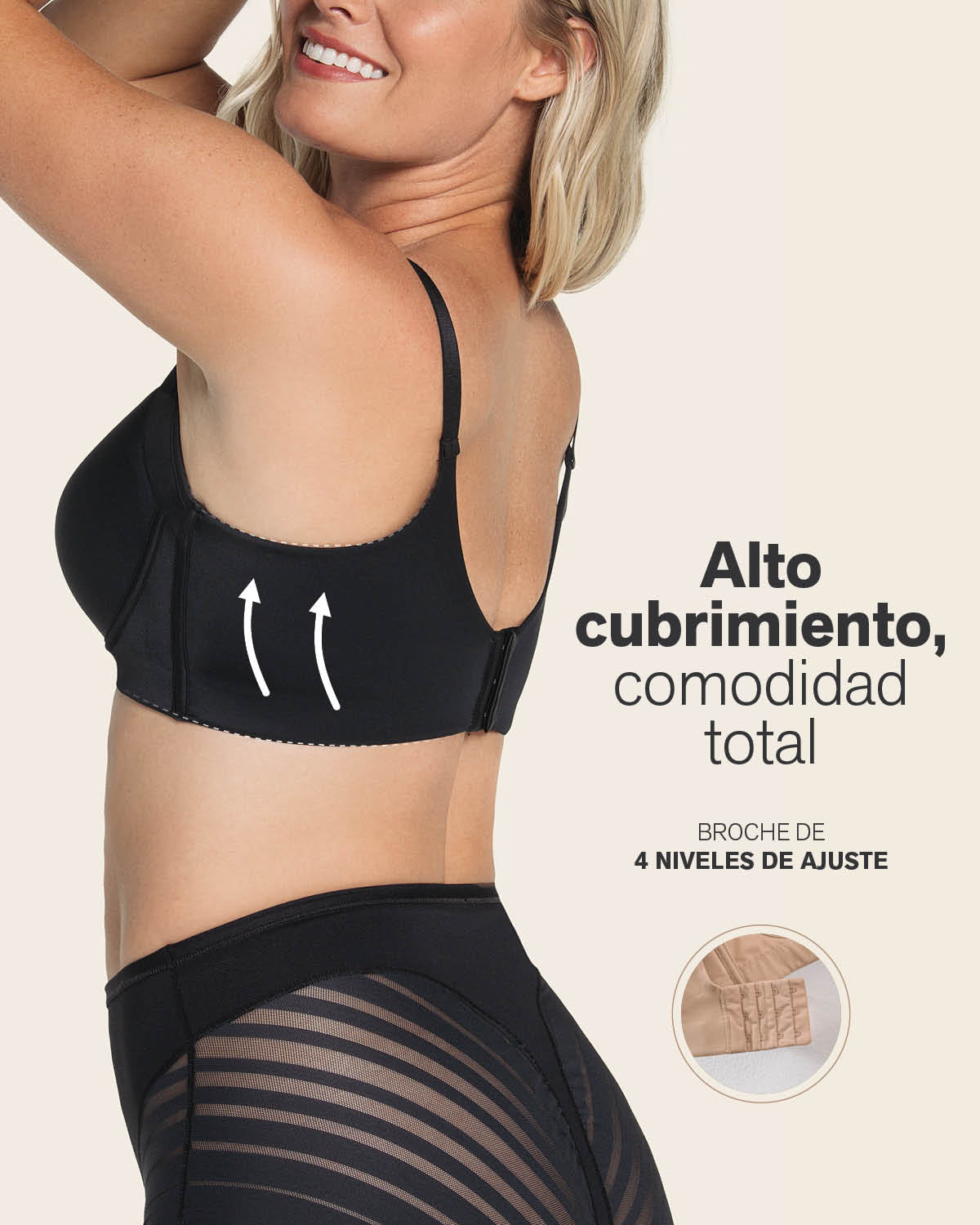 High Profile Bra + Stripe Undetectable Panty in Black