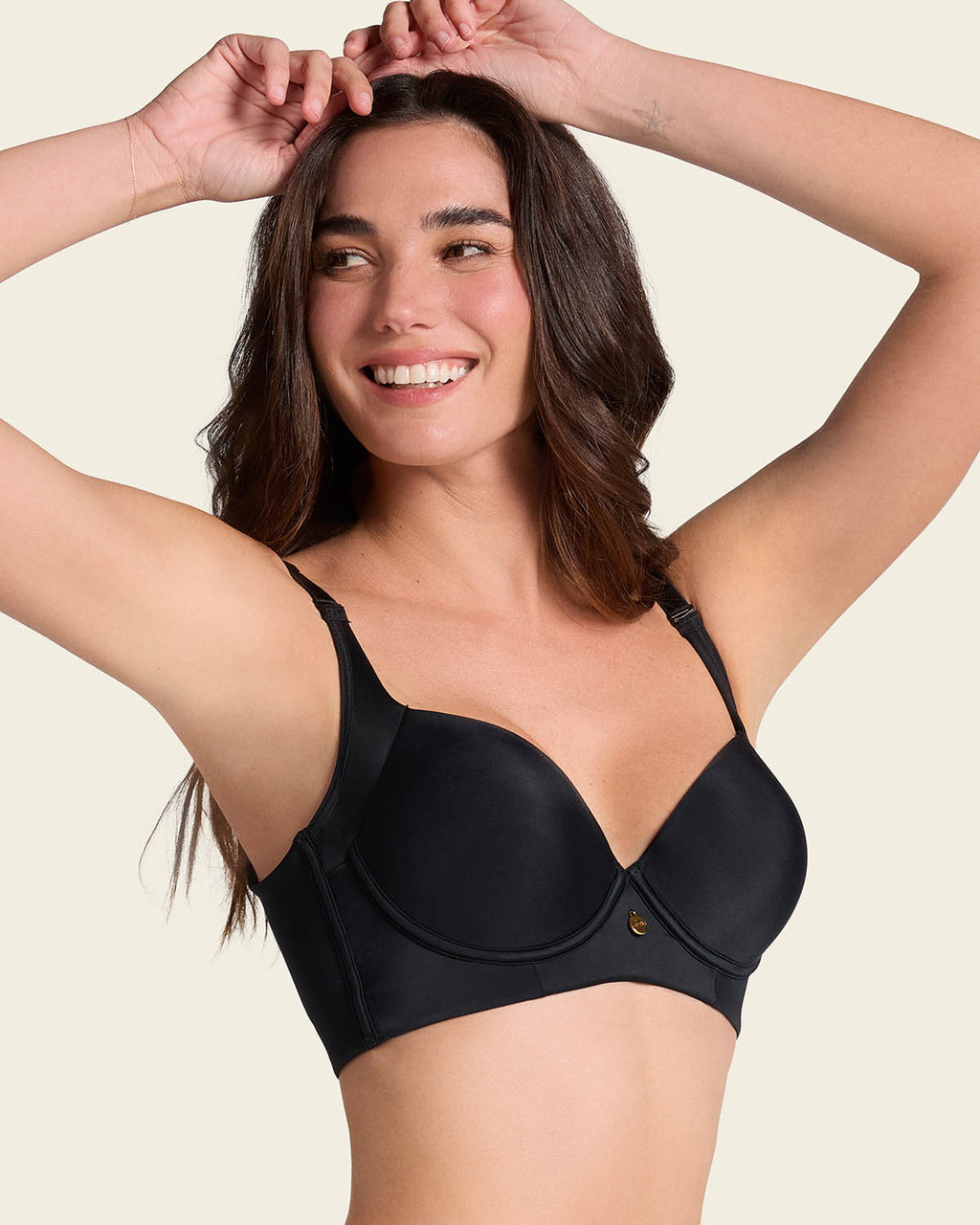 High Profile Bra + Stripe Undetectable Panty in Black