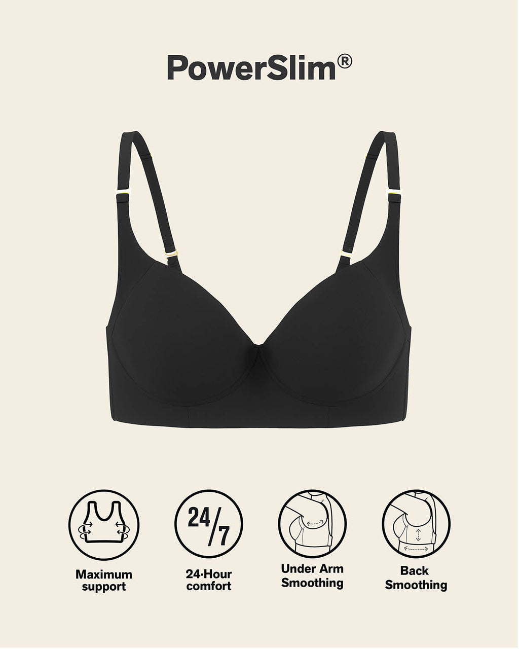 2-Pack High Profile Back Smoothing Bras with Soft Full Coverage Cups