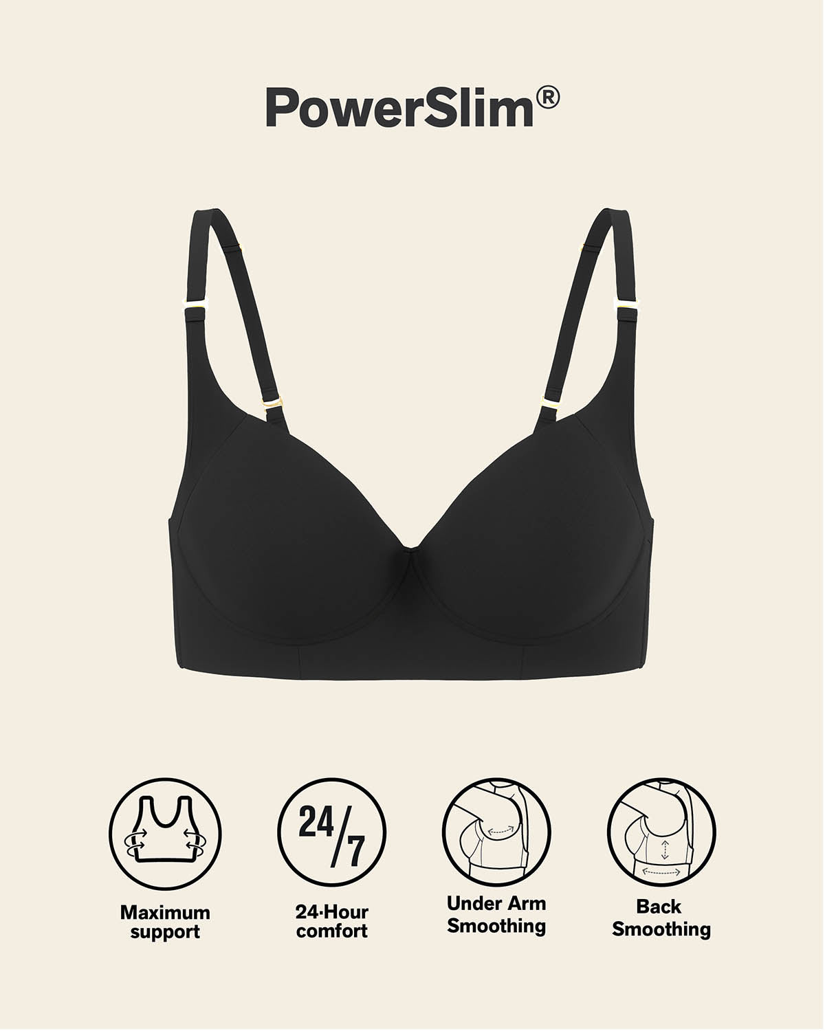 High Profile Bra + Stripe Undetectable Panty in Black