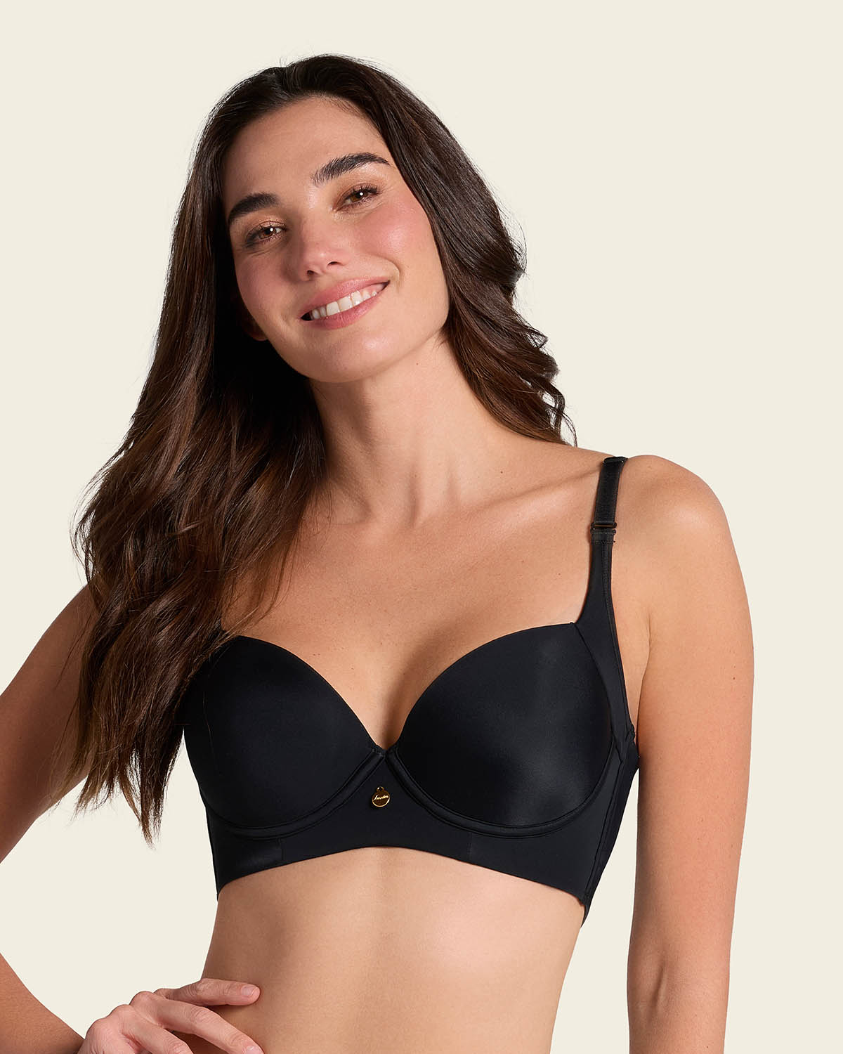 High Profile Bra + Stripe Undetectable Panty in Black