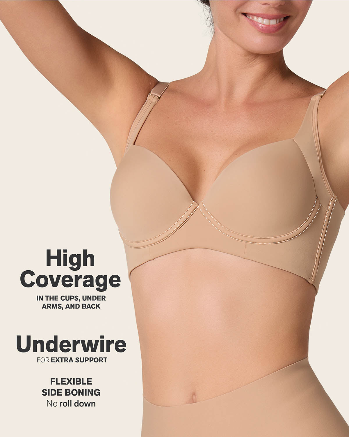 High Profile Bra + Stripe Undetectable Panty in Golden Beige