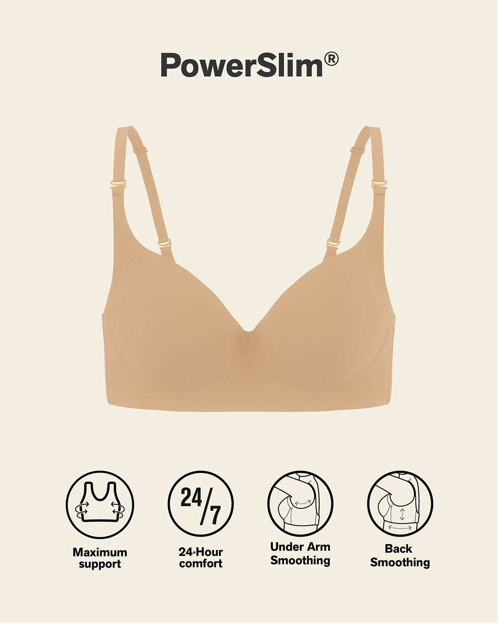 High Profile Bra + Stripe Undetectable Panty in Golden Beige