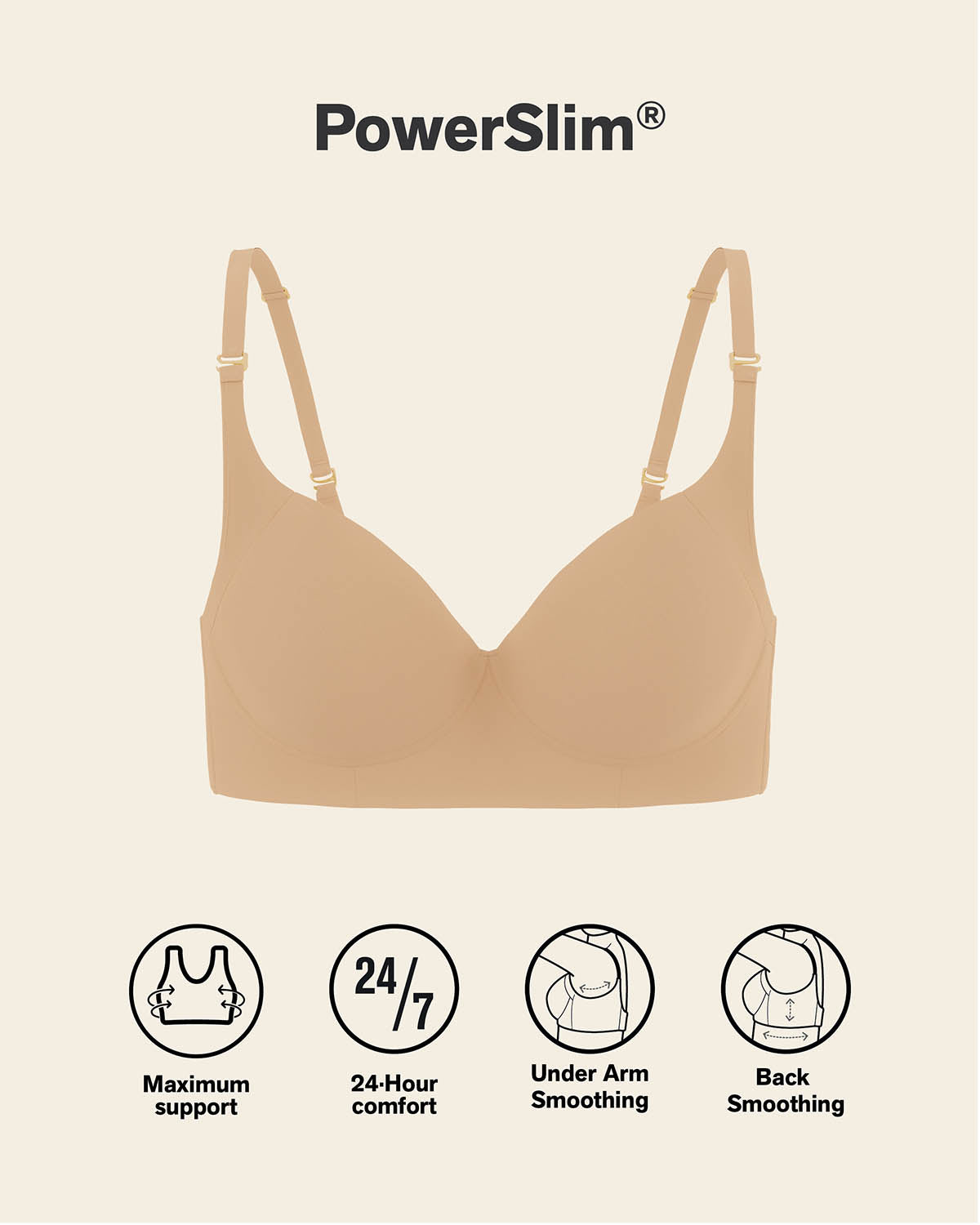High Profile Bra + Stripe Undetectable Panty in Golden Beige