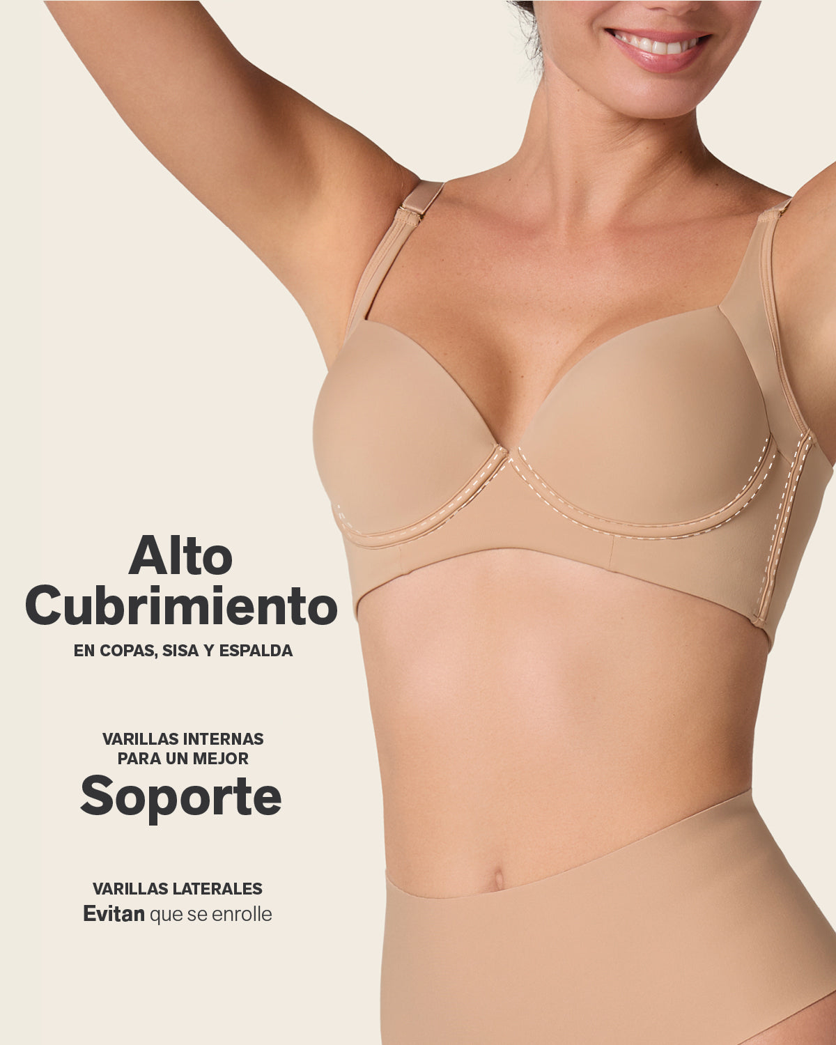 High Profile Bra + Stripe Undetectable Panty in Golden Beige