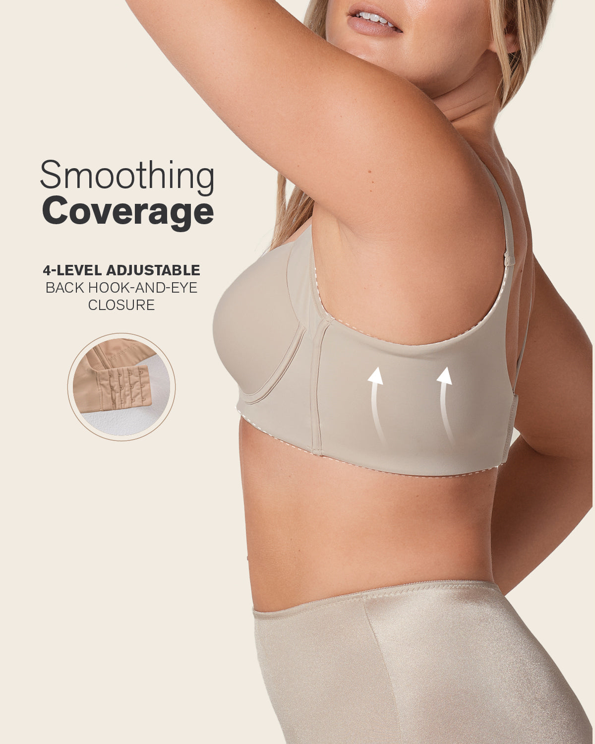 2-Pack High Profile Back Smoothing Bras with Soft Full Coverage Cups