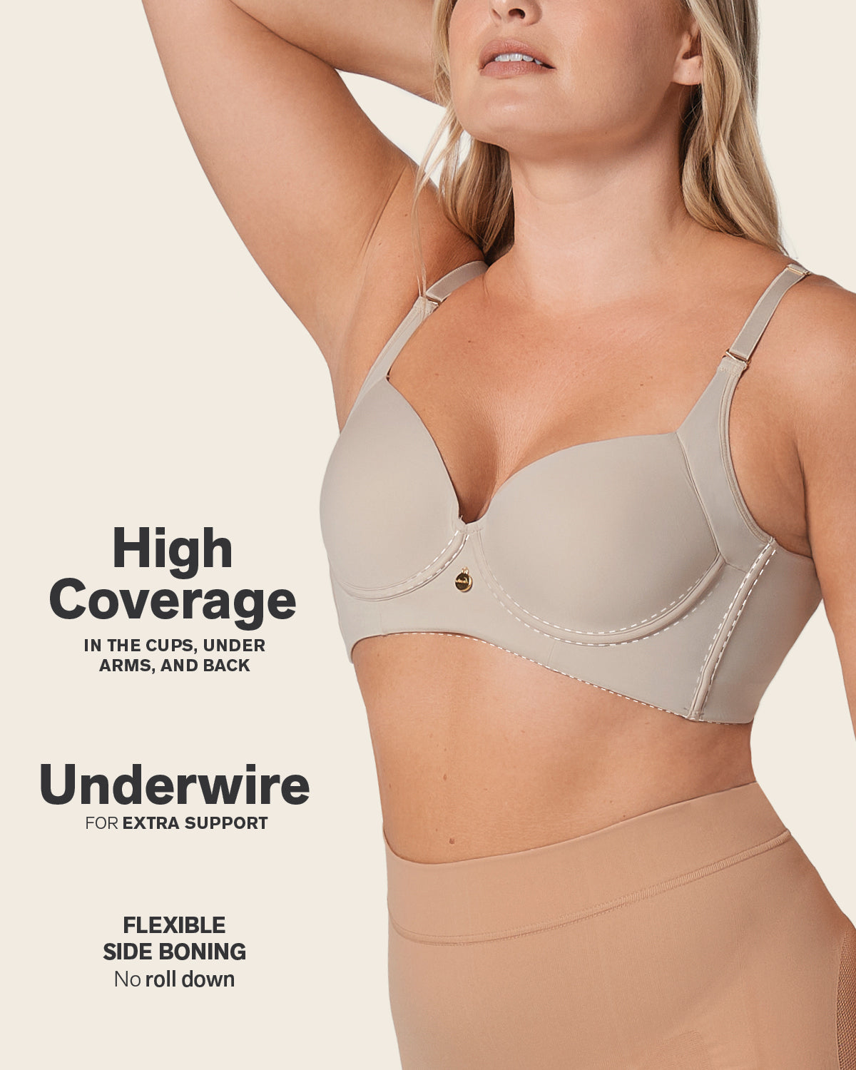 High Profile Bra + Stripe Undetectable Panty in Nude