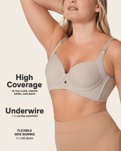High Profile Bra + Stripe Undetectable Panty in Nude