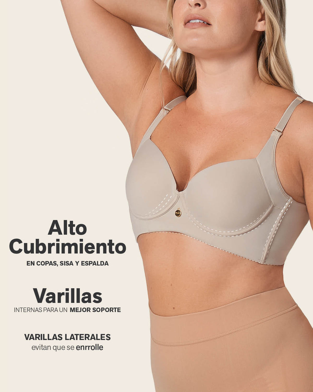 High Profile Bra + Stripe Undetectable Panty in Nude