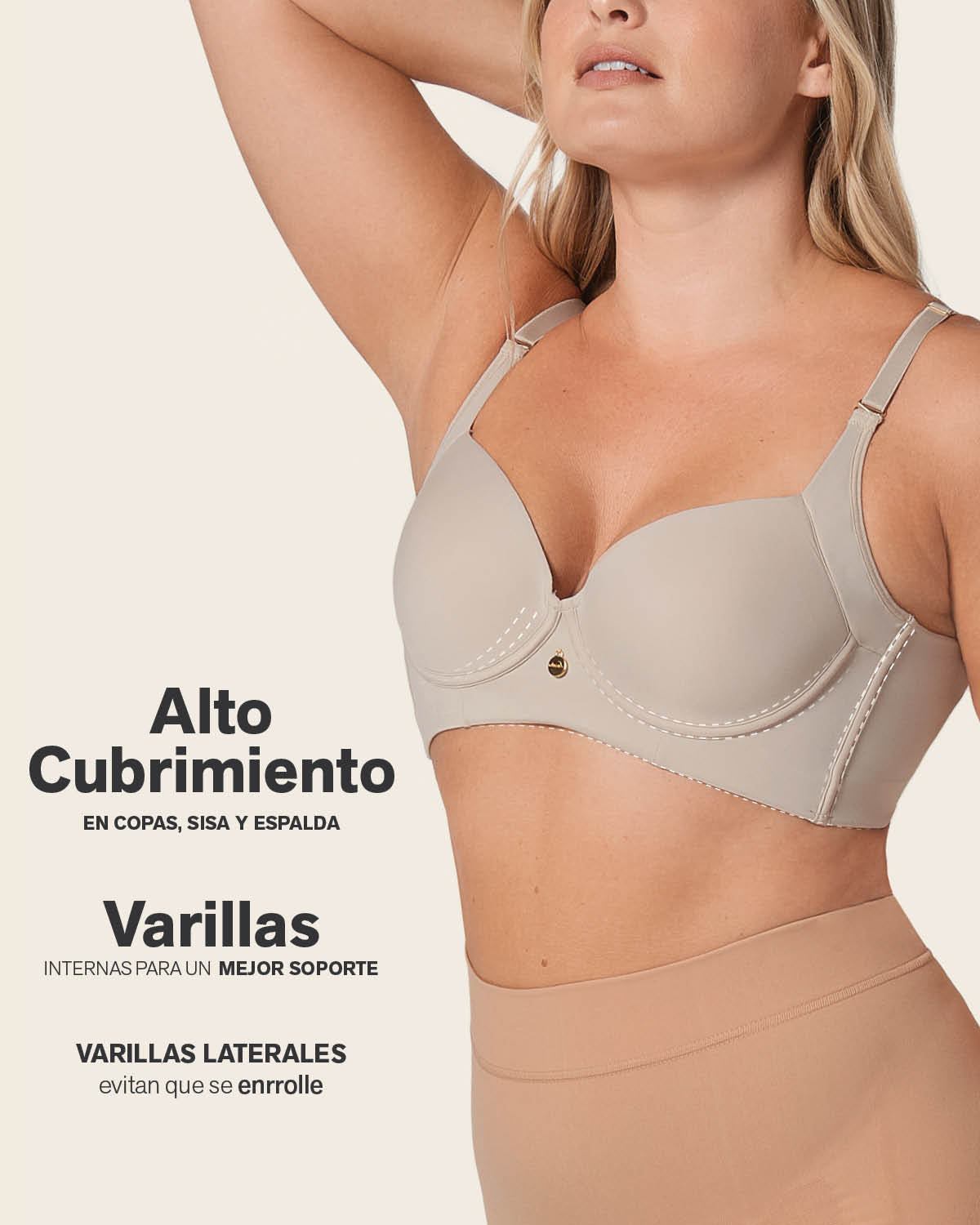 High Profile Bra + Stripe Undetectable Panty in Nude