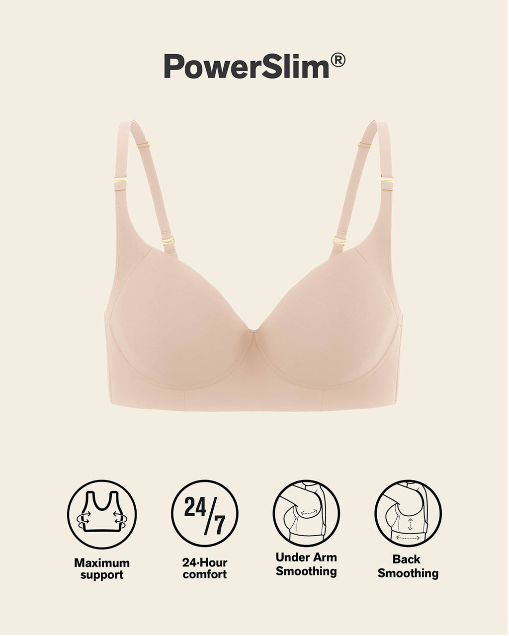 High Profile Bra + Stripe Undetectable Panty in Nude