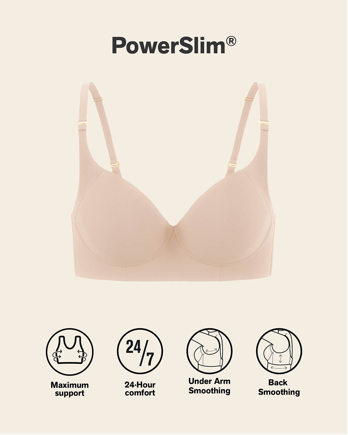 High Profile Bra + Stripe Undetectable Panty in Nude