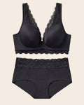 Lace Profile Bra & Ultra Light Lace Panty in Black