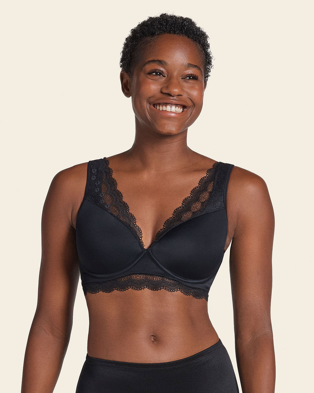Lace Profile Bra & Ultra Light Lace Panty in Black