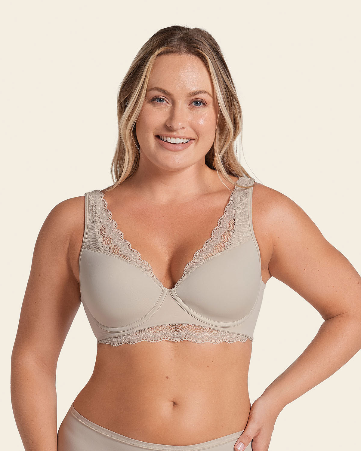 Lace Profile Bra & Ultra Light Lace Panty in Nude