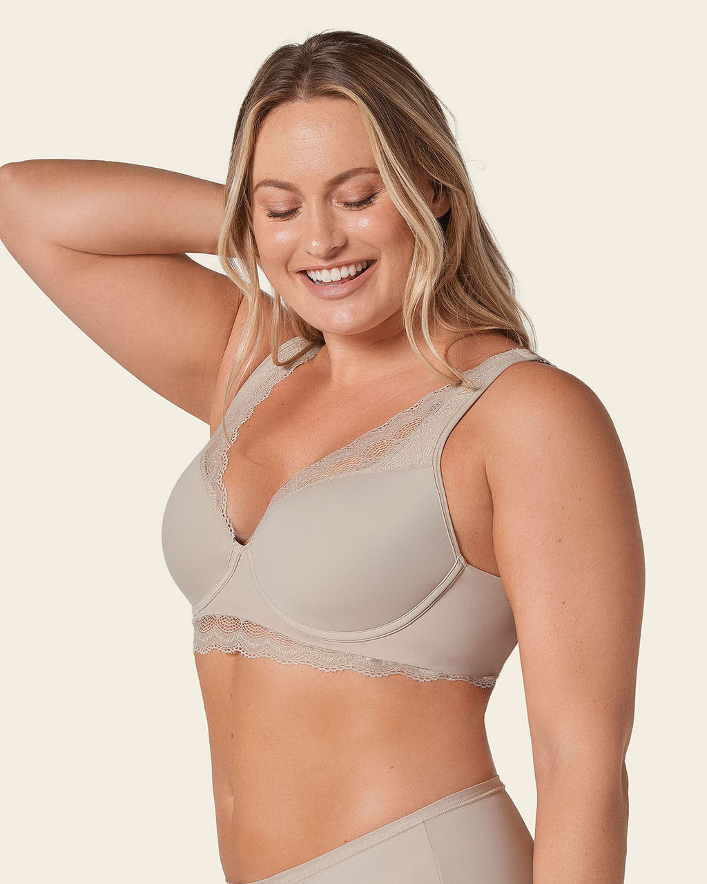 Lace Profile Bra & Ultra Light Lace Panty in Nude