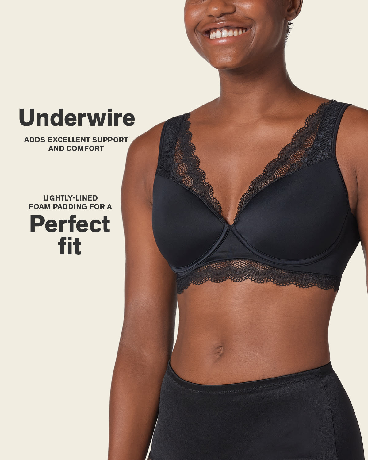 Lace Profile Bra & Ultra Light Lace Panty in Black