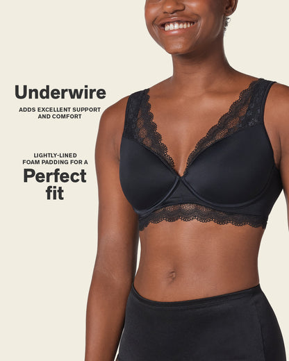 Lace Profile Bra & Ultra Light Lace Panty in Black