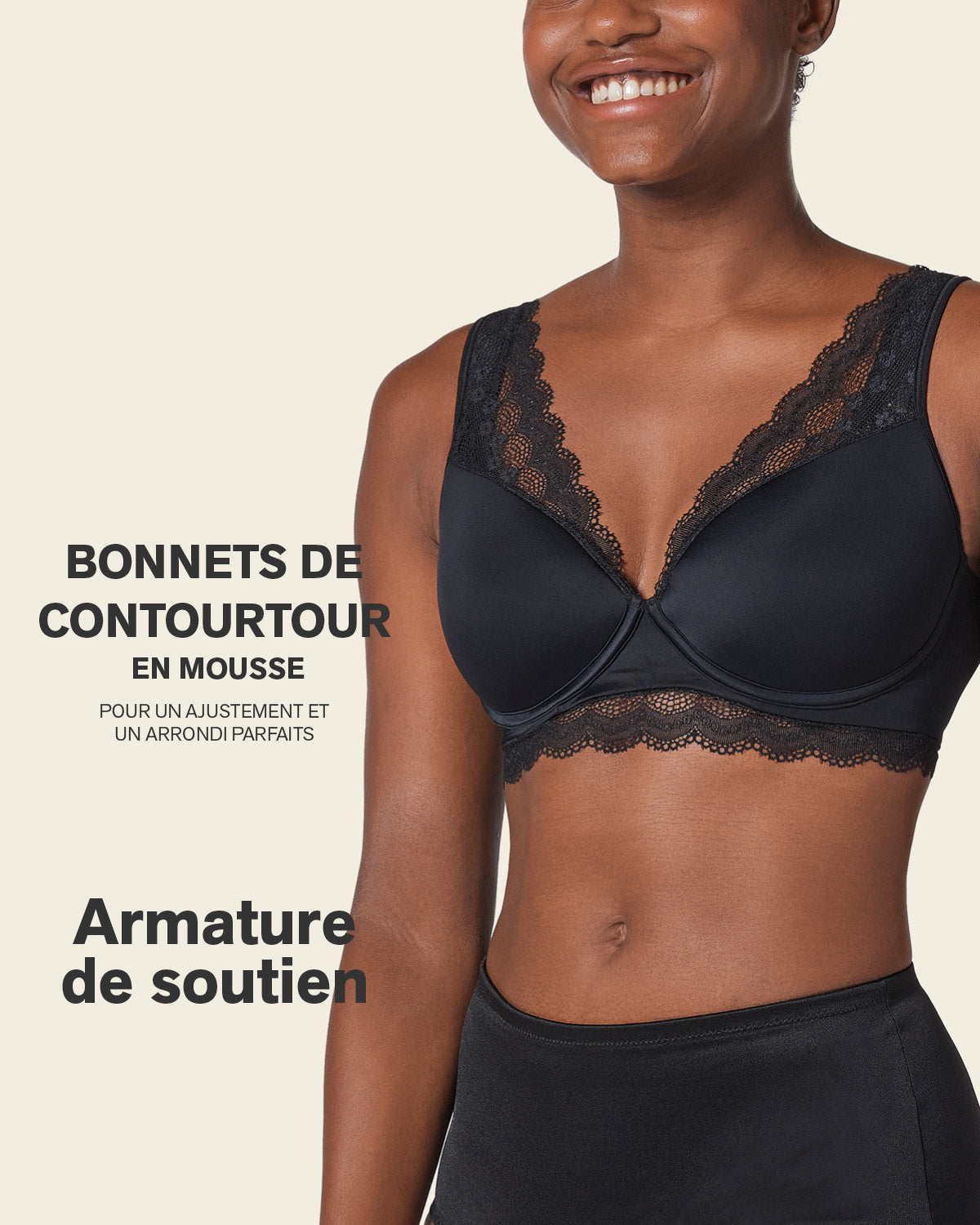 Lace Profile Bra & Ultra Light Lace Panty in Black