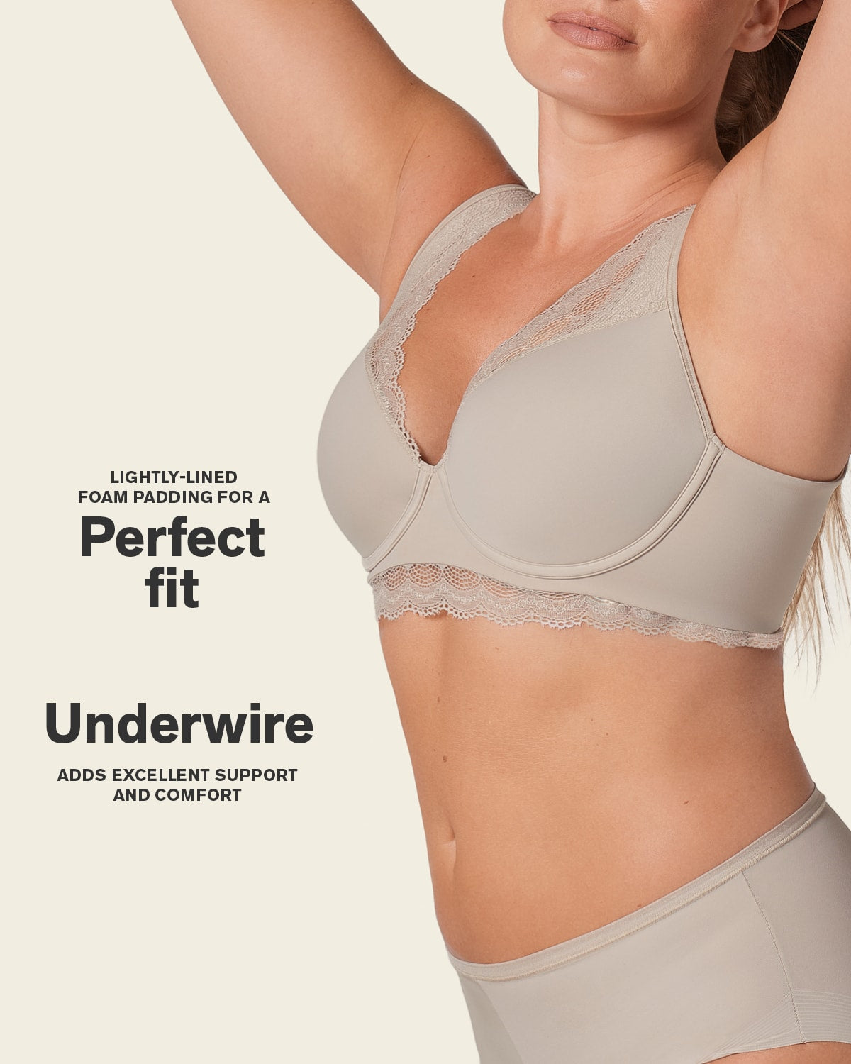 Lace Profile Bra & Ultra Light Lace Panty in Nude