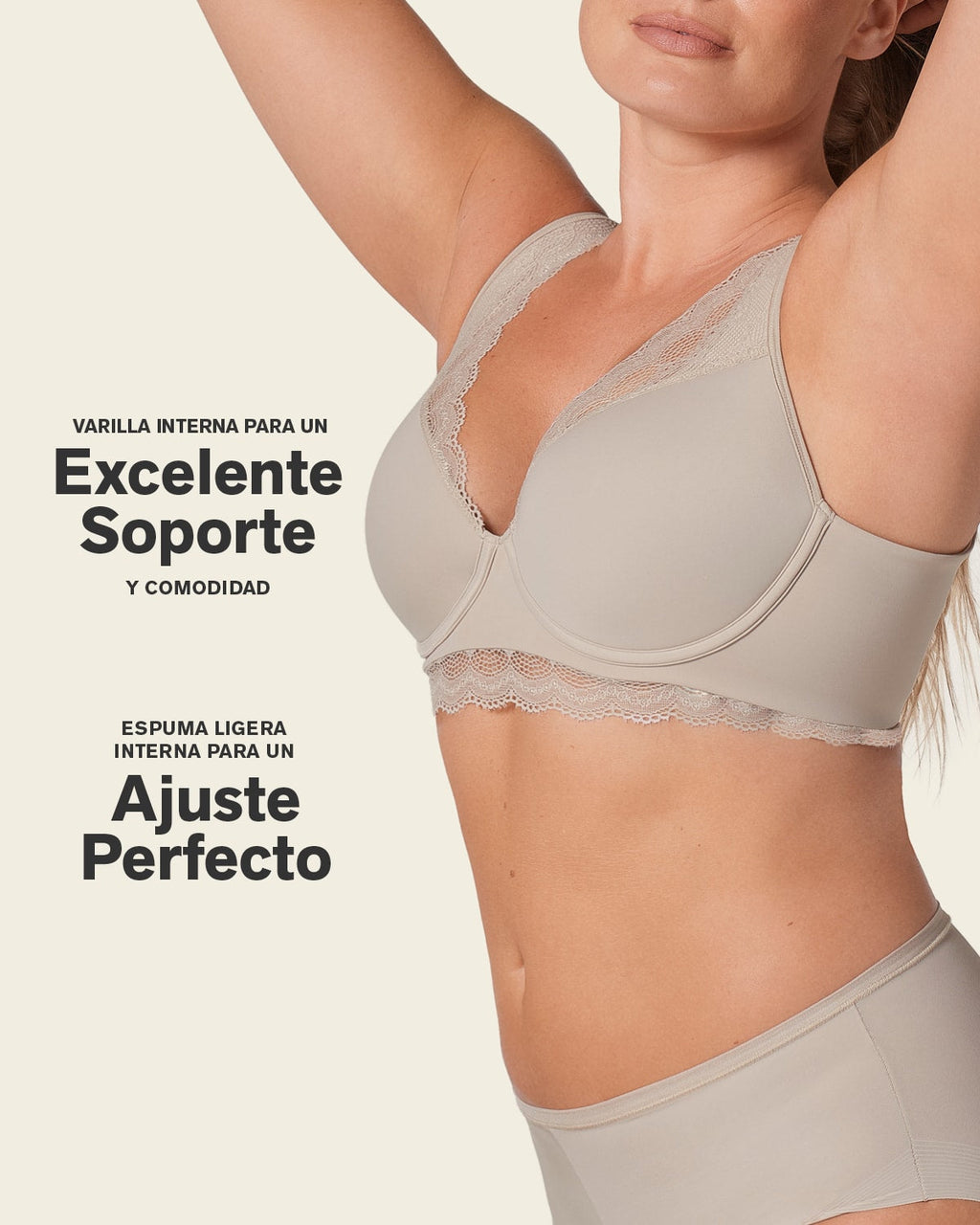 Lace Profile Bra & Ultra Light Lace Panty in Nude