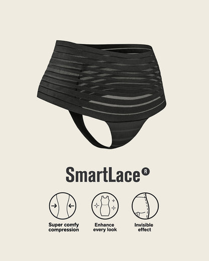Slimming Lace Stripe High-Waisted Thong Panty