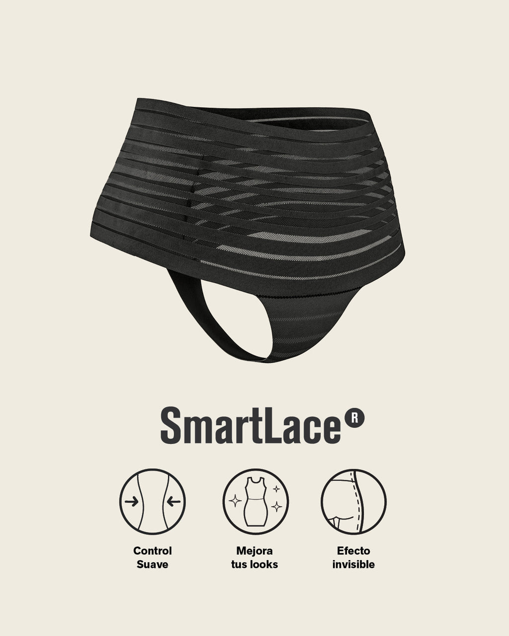 Slimming Lace Stripe High-Waisted Thong Panty