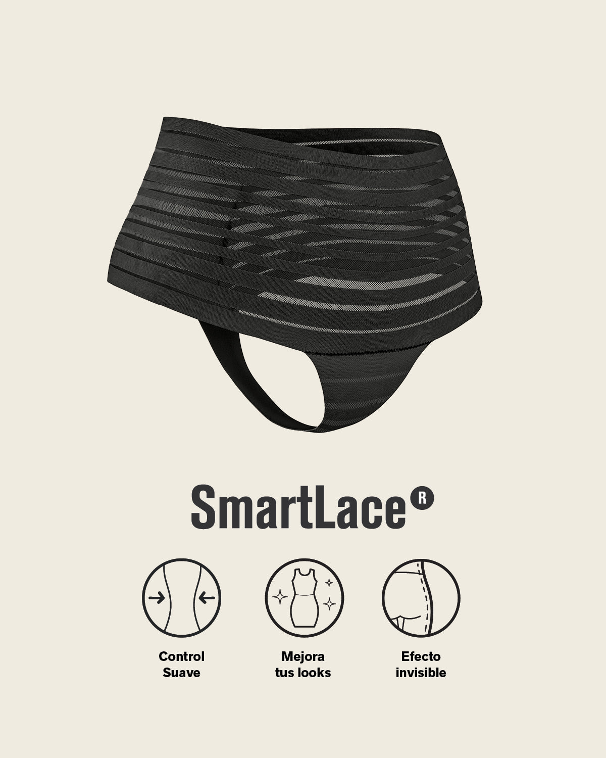Slimming Lace Stripe High-Waisted Thong Panty
