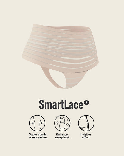 Slimming Lace Stripe High-Waisted Thong Panty