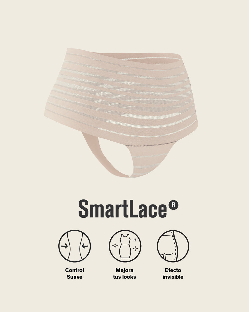 Slimming Lace Stripe High-Waisted Thong Panty