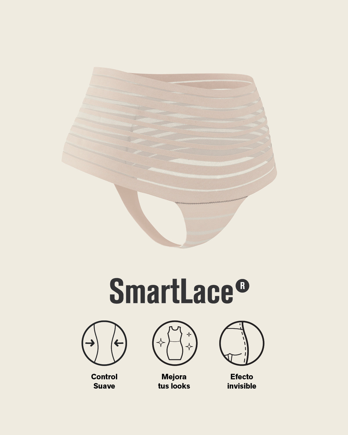 Slimming Lace Stripe High-Waisted Thong Panty