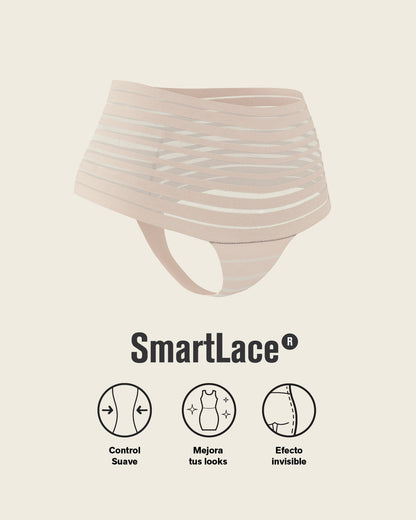 Slimming Lace Stripe High-Waisted Thong Panty