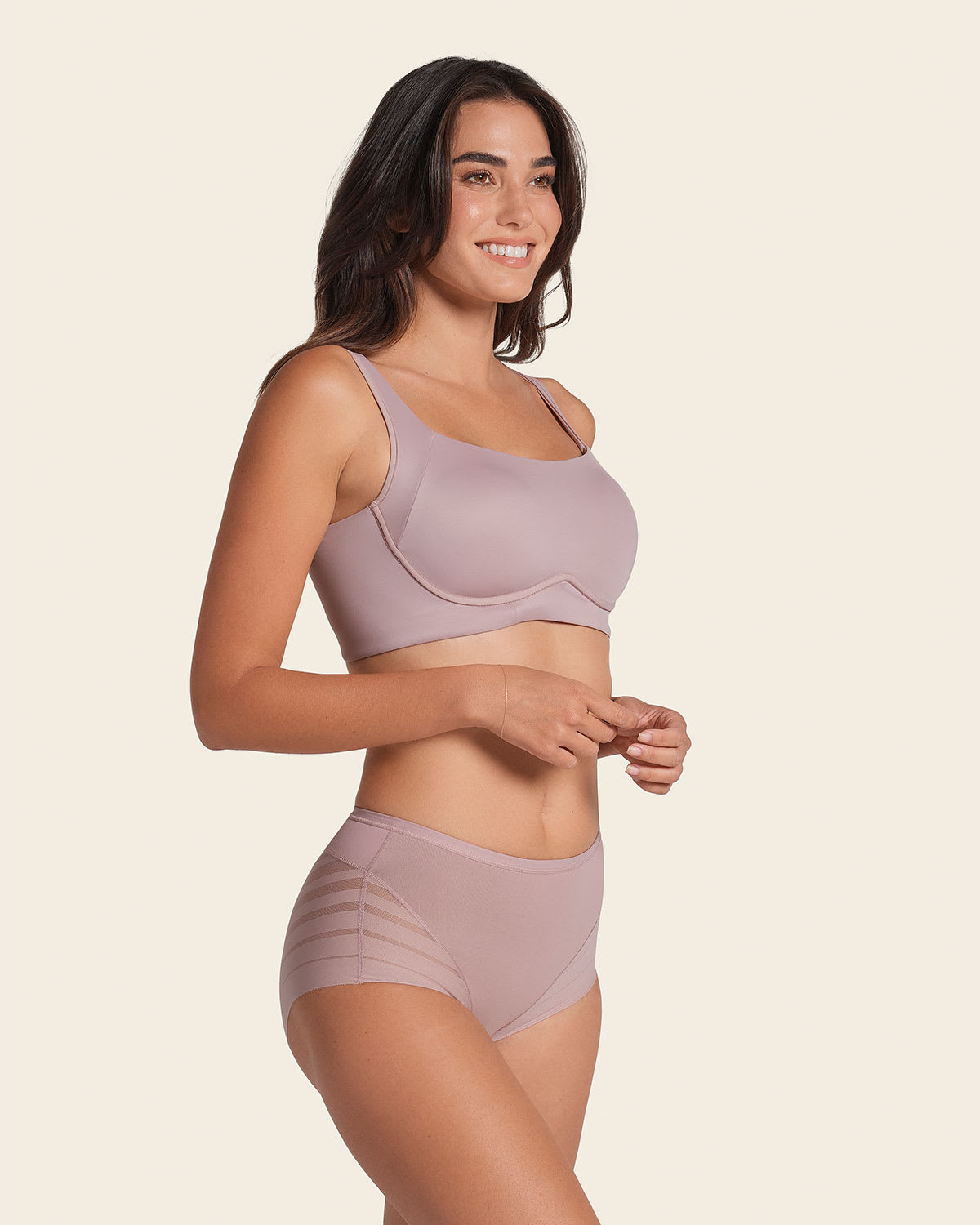 Everyday Bra + Stripe Undetectable Shaper Panty in Rosewood