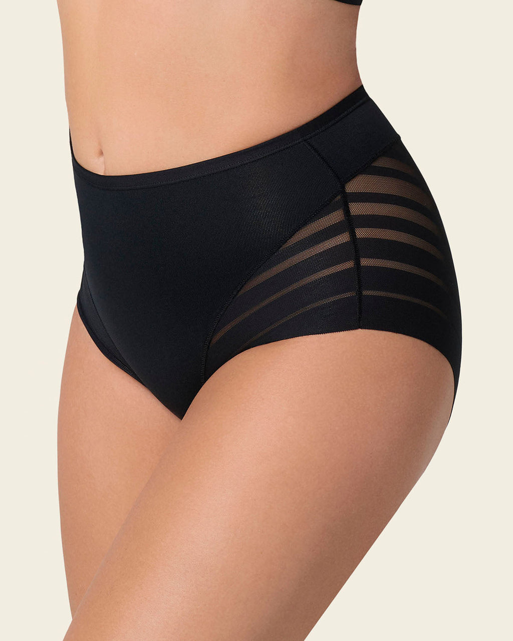 High Profile Bra + Stripe Undetectable Panty in Black