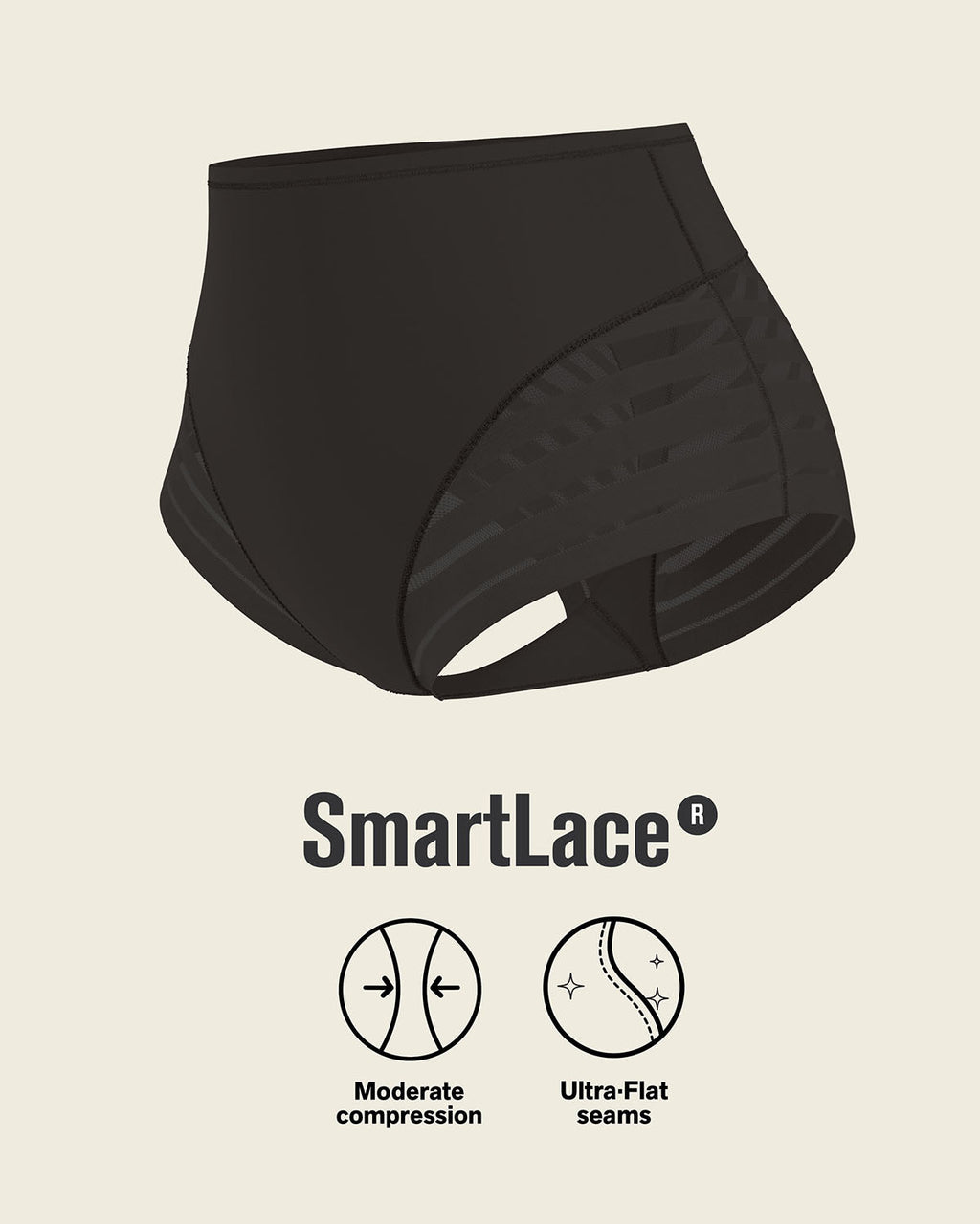High Profile Bra + Stripe Undetectable Panty in Black