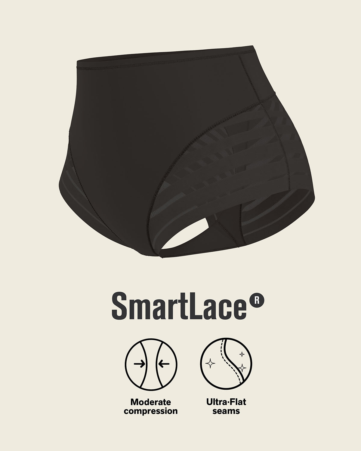 High Profile Bra + Stripe Undetectable Panty in Black