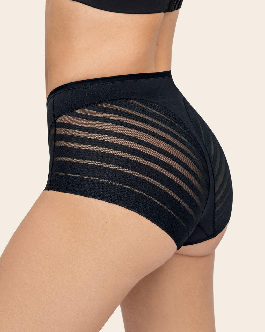 High Profile Bra + Stripe Undetectable Panty in Black